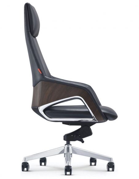 КРІСЛО КЕРІВНИКА ШКІРЯНЕ FK005, КЛАСИЧНЕ, ЧОРНЕ