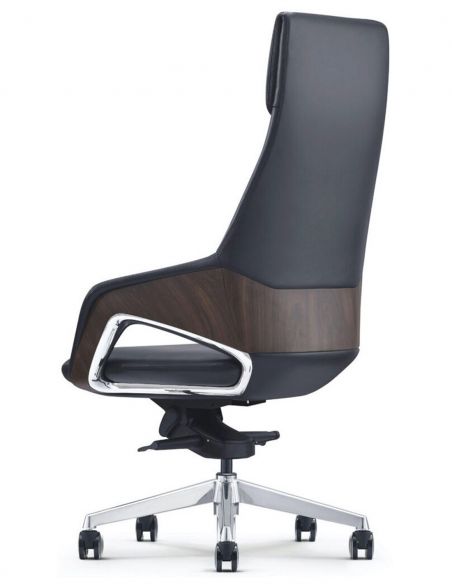 КРІСЛО КЕРІВНИКА ШКІРЯНЕ FK005, КЛАСИЧНЕ, ЧОРНЕ