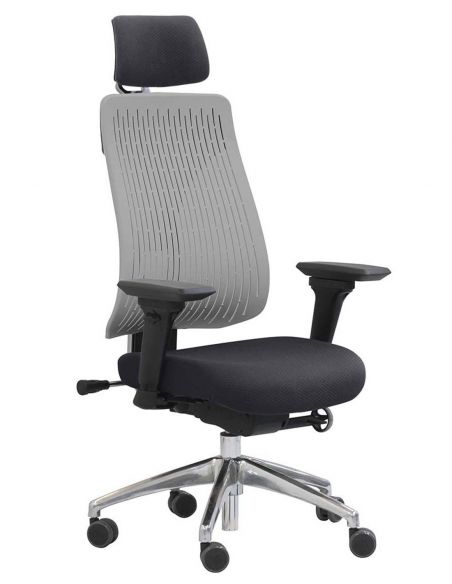 КРІСЛО COMF-PRO TRULY GREY, ЕРГОНОМІЧНЕ, З ПІДГОЛІВНИКОМ