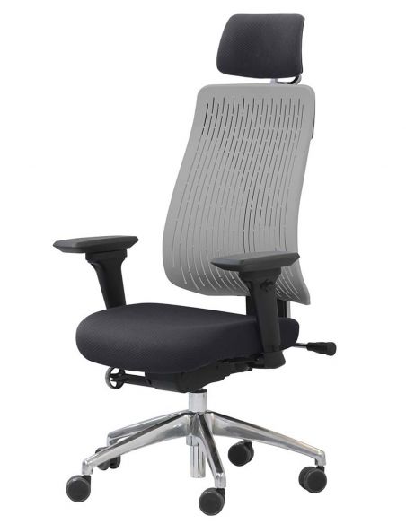 КРІСЛО COMF-PRO TRULY GREY, ЕРГОНОМІЧНЕ, З ПІДГОЛІВНИКОМ