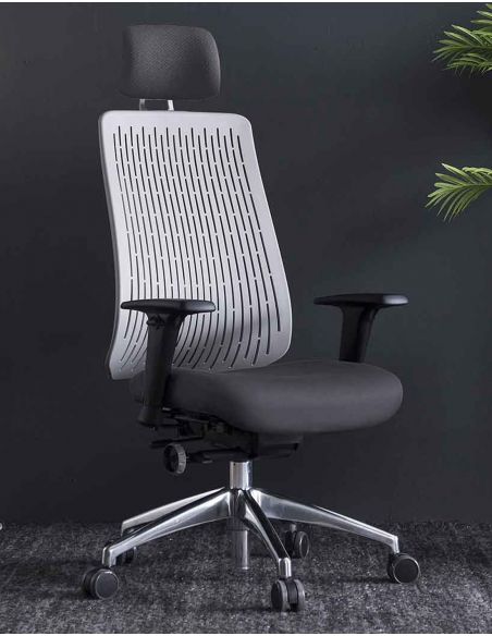 КРІСЛО COMF-PRO TRULY GREY, ЕРГОНОМІЧНЕ, З ПІДГОЛІВНИКОМ