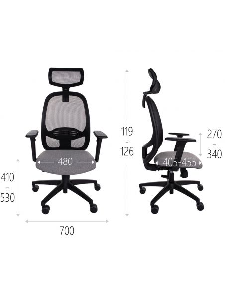 КРІСЛО GROSPOL NODI BS HD ДЛЯ ОПЕРАТОРА, чорний корпус