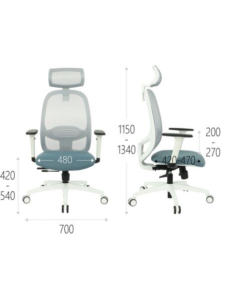 КРІСЛО GROSPOL NODI WS HD ДЛЯ ОПЕРАТОРА, білий корпус