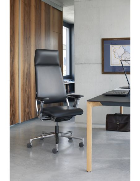 КРІСЛО KLOBER CONNEX2 ДЛЯ КЕРІВНИКА, шкіряне, чорний колір