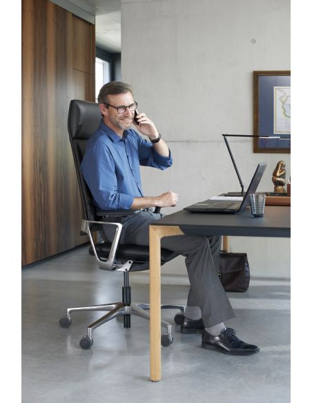 КРІСЛО KLOBER CONNEX2 ДЛЯ КЕРІВНИКА, шкіряне, чорний колір