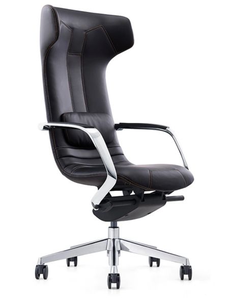 Крісло керівника шкіряне FK003-F-1, ДИЗАЙНЕРСЬКЕ, чорна шкіра