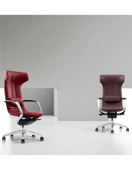 Крісло керівника шкіряне FK003-F-1, ДИЗАЙНЕРСЬКЕ, чорна шкіра