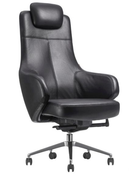 Крісло керівника шкіряне A1518, ЧОРНА ШКІРА