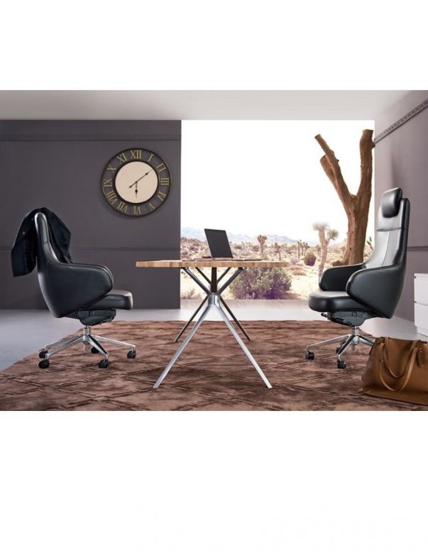 Крісло керівника шкіряне A1518, ЧОРНА...