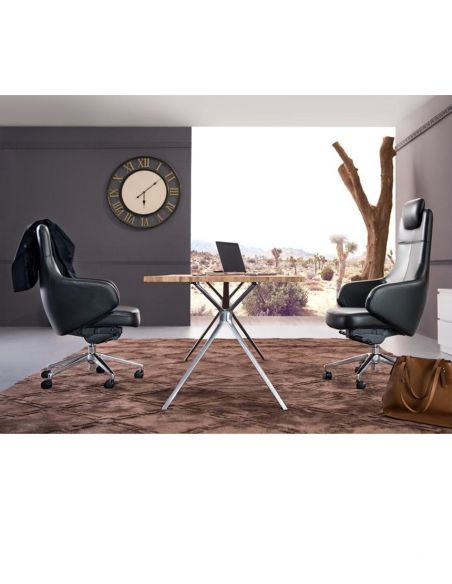 Крісло керівника шкіряне A1518, ЧОРНА ШКІРА