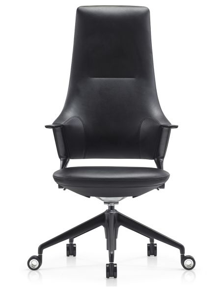 Крісло керівника BALLET FK011-A чорна шкіра, чорний алюміній