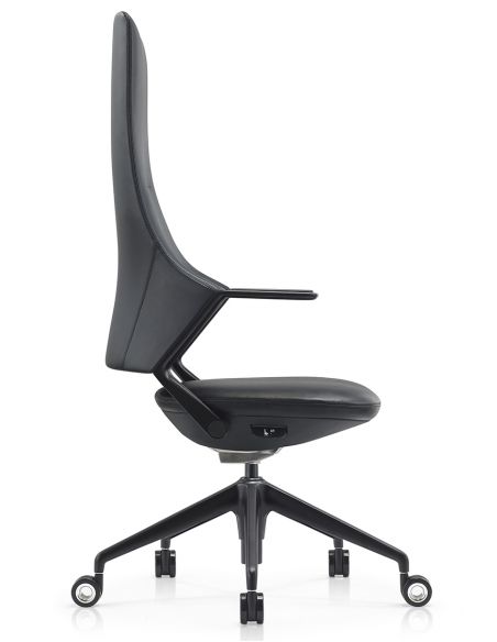 Крісло керівника BALLET FK011-A чорна шкіра, чорний алюміній