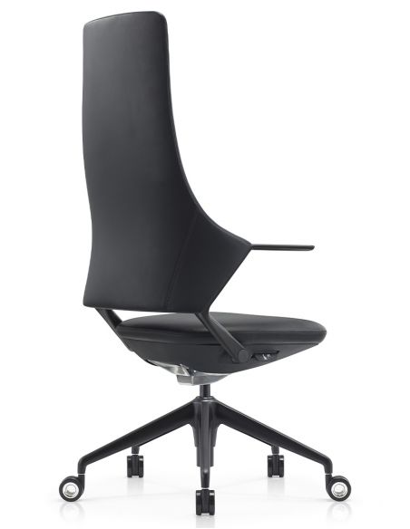 Крісло керівника BALLET FK011-A чорна шкіра, чорний алюміній