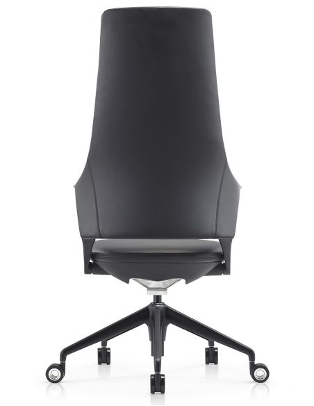 Крісло керівника BALLET FK011-A чорна шкіра, чорний алюміній