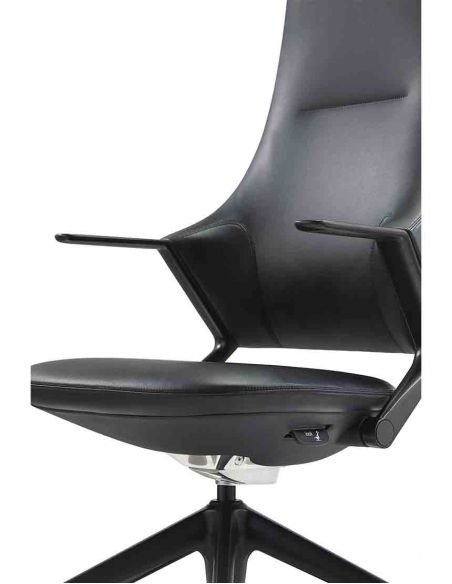 Крісло керівника BALLET FK011-A чорна шкіра, чорний алюміній
