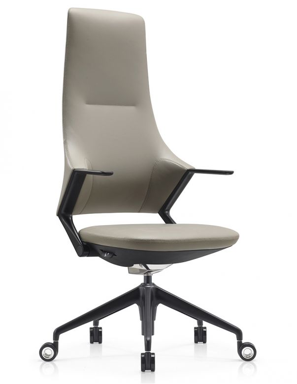 Крісло керівника BALLET FK011-A, шкіряне, сірий колір, чорний алюміній