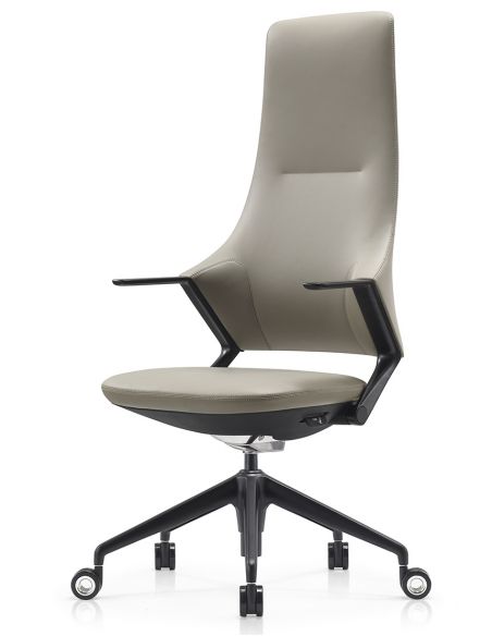 Крісло керівника BALLET FK011-A, шкіряне, сірий колір, чорний алюміній