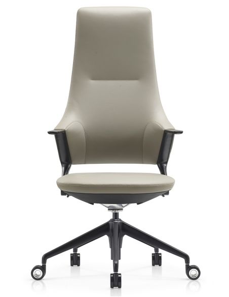 Крісло керівника BALLET FK011-A, шкіряне, сірий колір, чорний алюміній