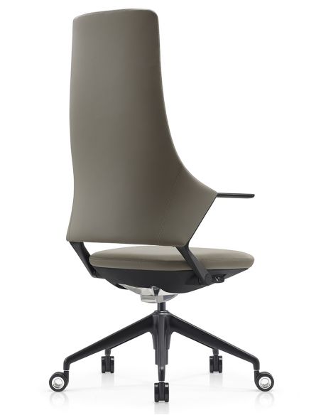 Крісло керівника BALLET FK011-A, шкіряне, сірий колір, чорний алюміній