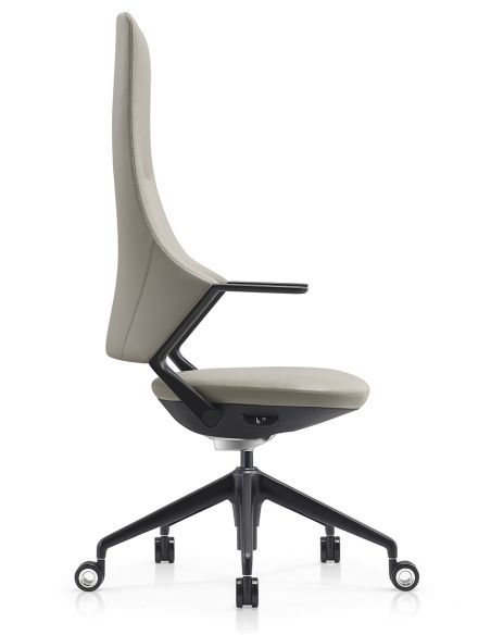 Крісло керівника BALLET FK011-A, шкіряне, сірий колір, чорний алюміній