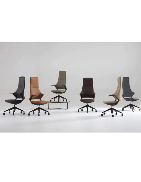 Крісло керівника BALLET FK011-A чорна шкіра, чорний алюміній