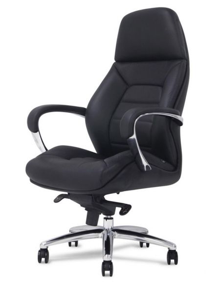 Крісло керівника F181 BL шкіряне, чорний колір