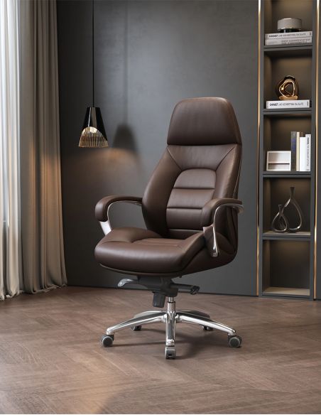 Крісло керівника F181 BRL шкіряне, коричневий колір