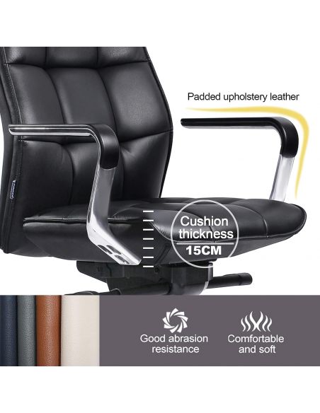 Крісло керівника A2116 шкіряне, чорний колір