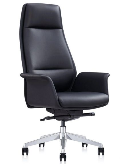 Крісло керівника A1612, шкіряне, чорний колір