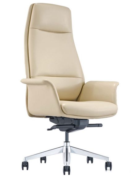 Крісло керівника A1612, шкіряне, бежевий колір
