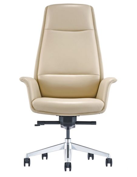 Крісло керівника A1612, шкіряне, бежевий колір