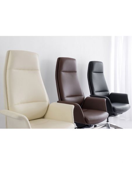 Крісло керівника A1612, шкіряне, бежевий колір